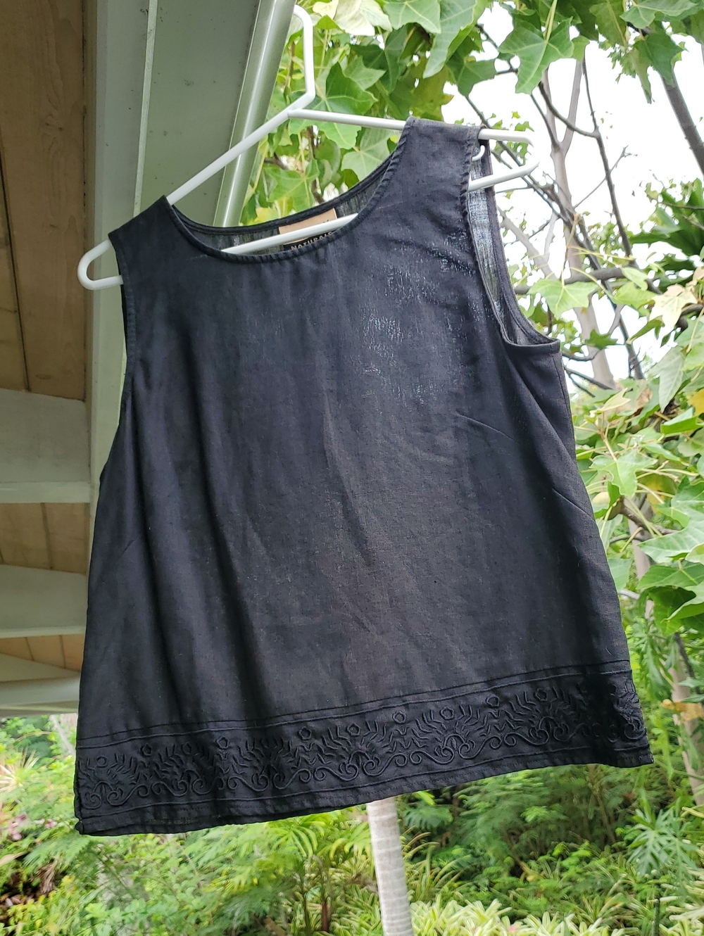 Black Embroidered Sleeveless Top By FINITY NATURALS